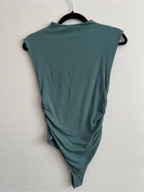A&F Shell Neck Cotton-Modal Bodysuit in Teal